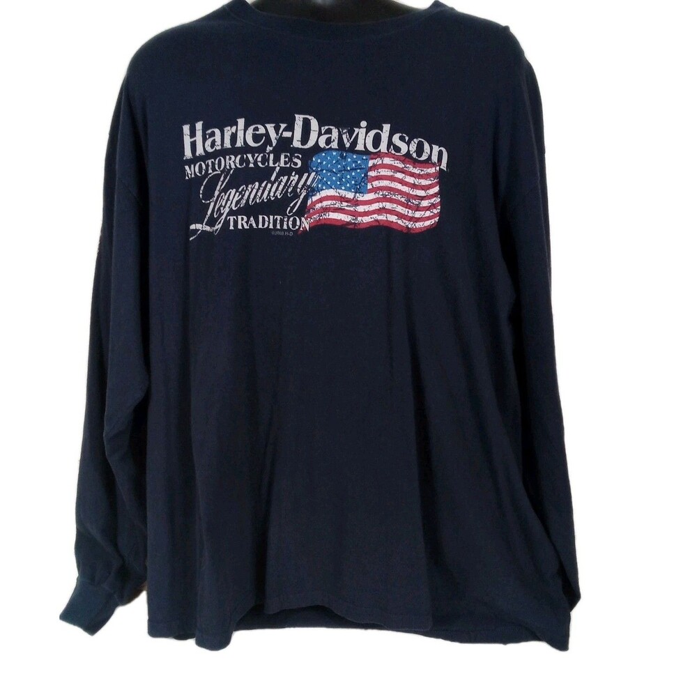 Men's Harley-Davidson Blue Long Sleeve Shirt Size 2XL Columbia TN